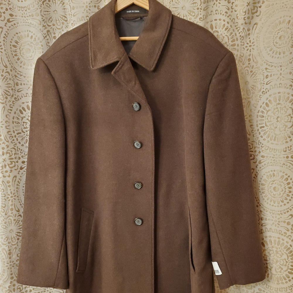 Pronto Uomo 100% Wool 3/4 Length Topcoat - Brown